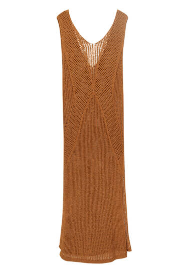 Long crochet dress with slit detail