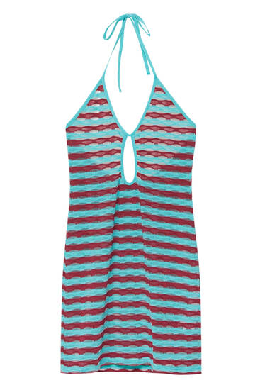 Short striped jacquard dress