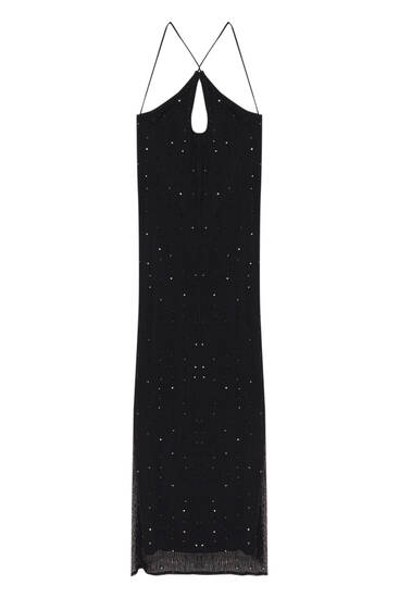 Mesh midi dress with sequins