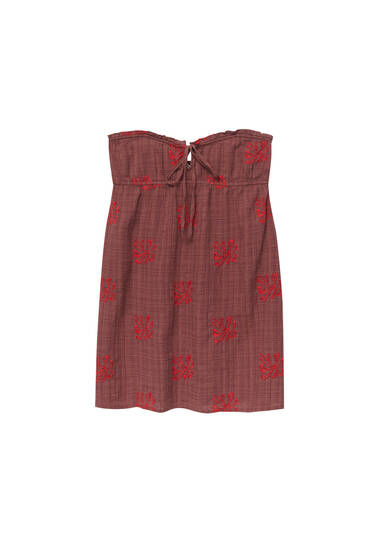 Strapless short embroidered dress