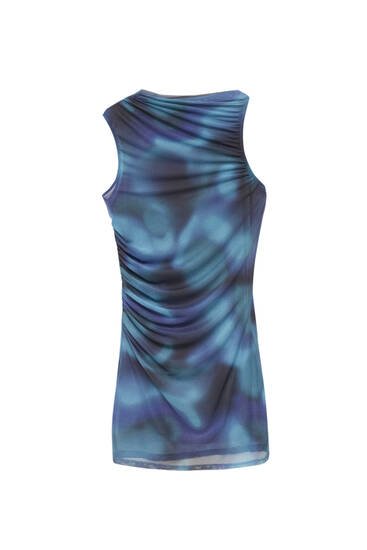 Kurzes Tüll-Kleid mit Tie-dye-Print