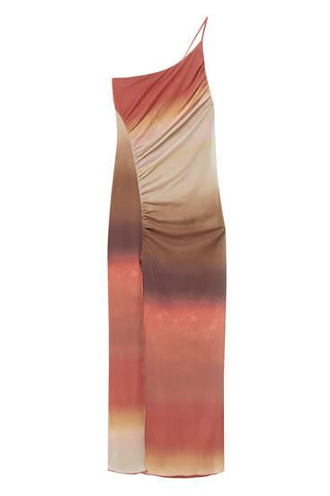 Lange asymmetrische jurk met tule