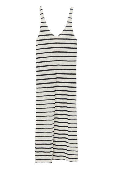 Knit striped midi dress