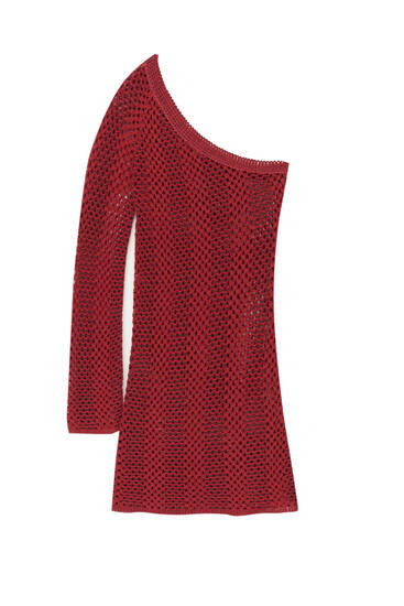 Asymmetric crochet short dress