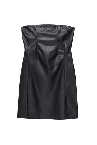 Short leather effect dress