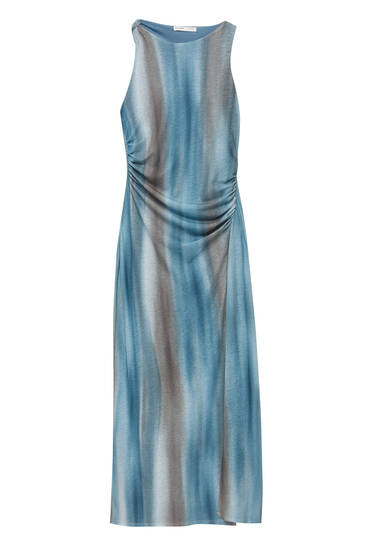 Lange tie-dye jurk met knoop
