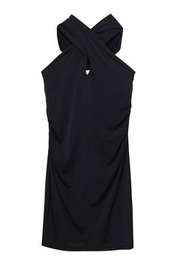 Kurzes Kleid in Schwarz mit Kapuze