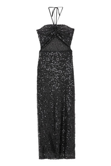 Cut-out sequinned midi dress