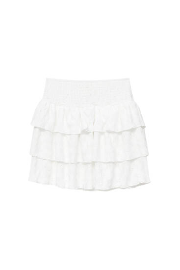 Mini skirt with Swiss embroidery