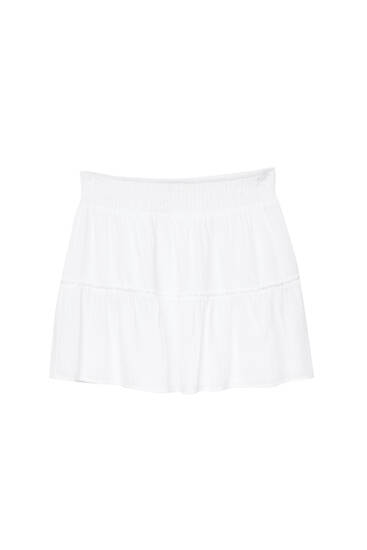 Mini skirt with shirring and ruffles