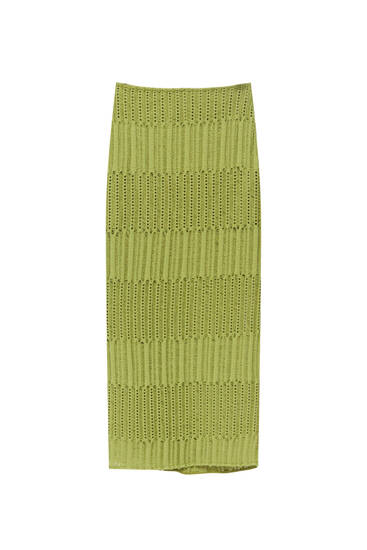 Long green knit skirt