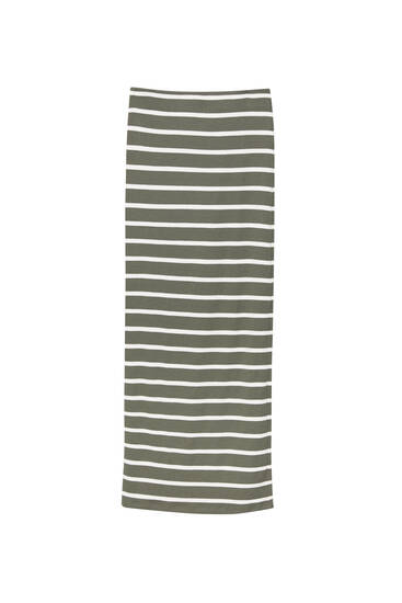Long ribbed striped skirt