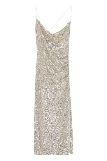 Sequinned midi dress PULL BEAR