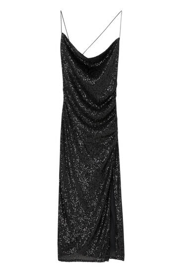 Midi sequinned dress with an open back
