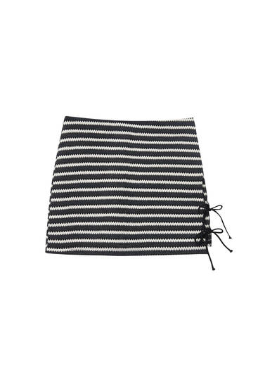 Striped mini skirt with cut-out detail