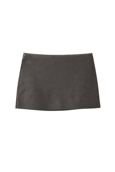 Distressed faux leather mini skirt