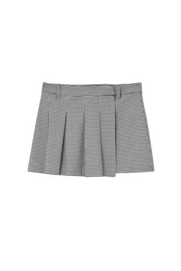 Houndstooth checked mini skirt with box pleats - pull&bear