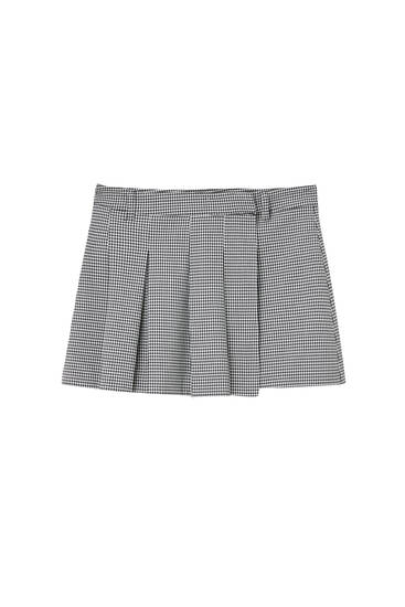 Houndstooth checked mini skirt with box pleats