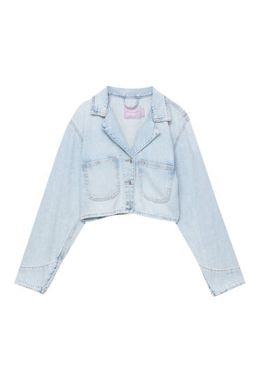 Cropped denim shirt with pockets - PULL&BEAR