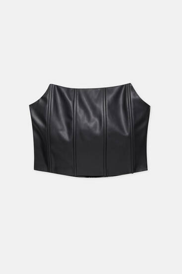 Faux leather corset top