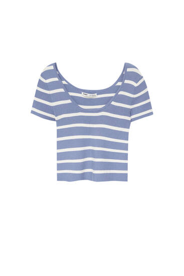 Striped short sleeve knit T-shirt