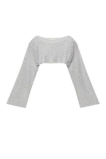 Cropped mesh jumper with sequins - Limited Edition