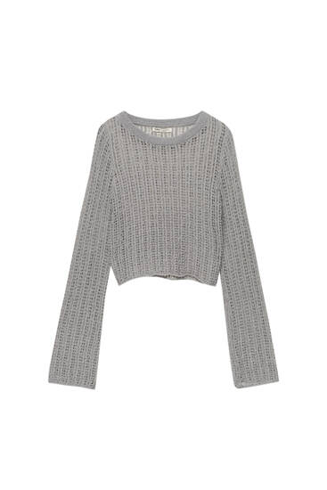 Openwork knit jumper with flared sleeves