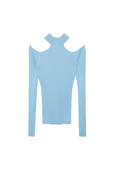 Cut-out ribbed jumper