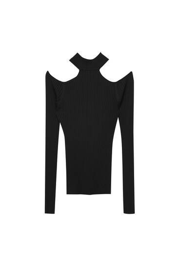 Cut-out ribbed jumper