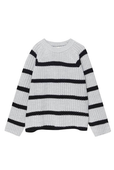 Pullover mit Streifen und langen Ärmeln