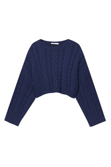 Short cable-knit jumper