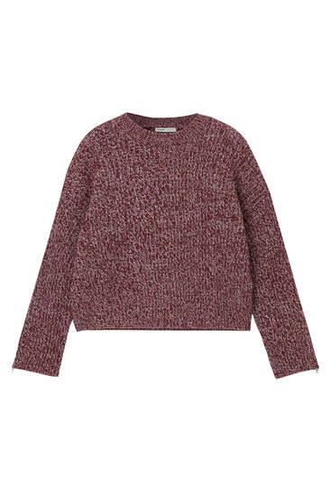 Knit jumper with zips on the sleeves
