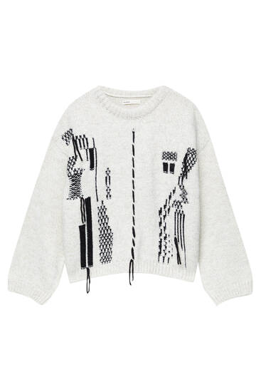 Fringed jacquard jumper - PULL&BEAR