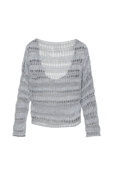 Openwork knit jumper with an open back