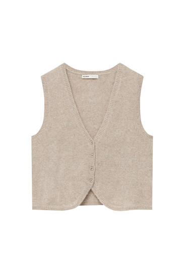 Buttoned knit gilet-style top
