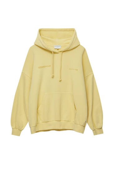 Yellow hoodie with slogan - pull&bear