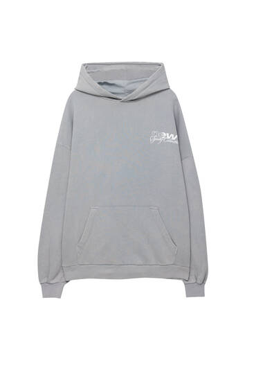 Grey contrast slogan hoodie