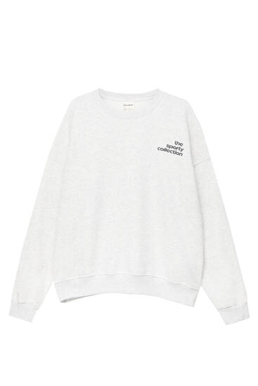 Basic sweatshirt met contrasterende tekstprint en ronde hals
