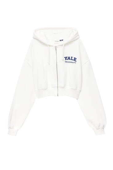 Yale University embroidered cropped hoodie
