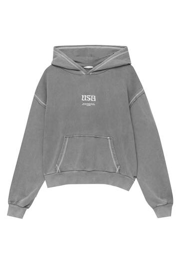 Hoodie with contrast seams