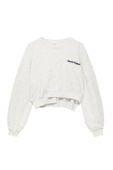 Cropped-Sweatshirt mit asymmetrischem Saum