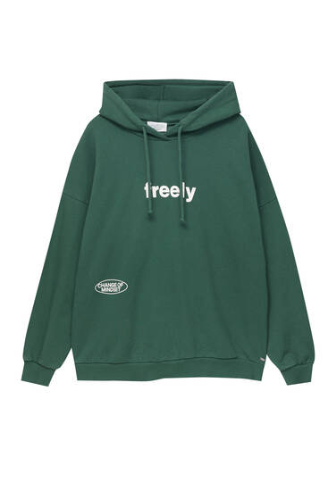 Contrast slogan hoodie