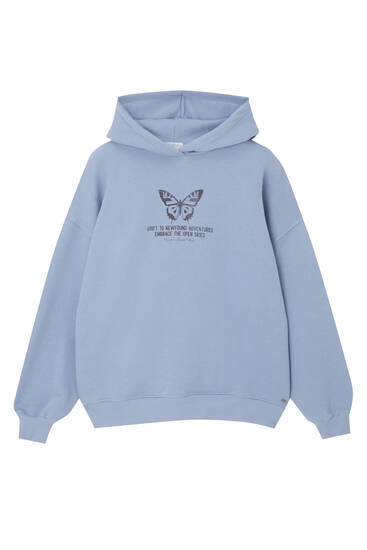 Pull and bear 2025 light blue hoodie