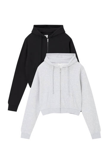 Cropped zip-up hoodie pack