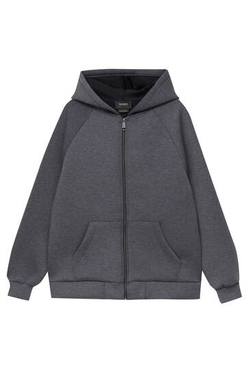 Oversized neoprene-effect hoodie - PULLu0026BEAR