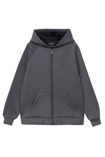 Oversized neoprene-effect hoodie