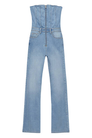 Denim corset jumpsuit - pull&bear