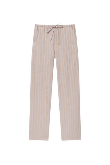 Loose-fitting, rustic striped trousers