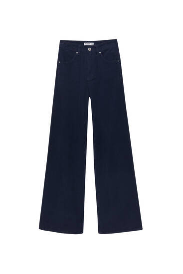 High-waist wide-leg corduroy trousers