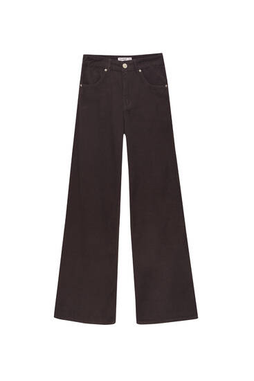 High-waist wide-leg corduroy trousers